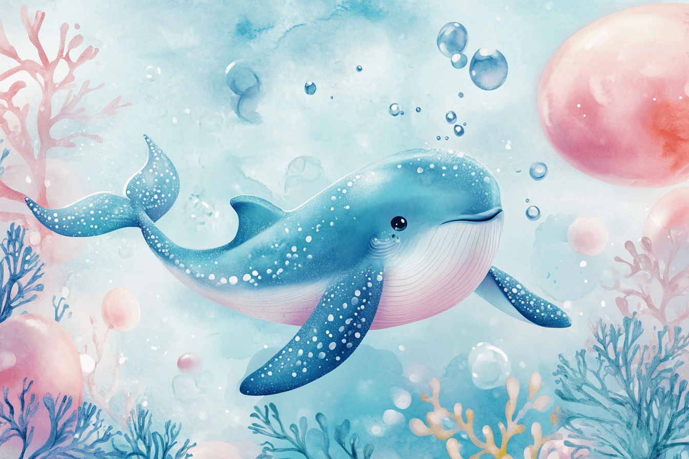 Papier Peint Marin Baleine Bleue et Douceur