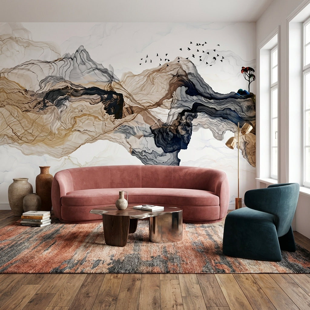 Papier Peint Montagne Aquarelle