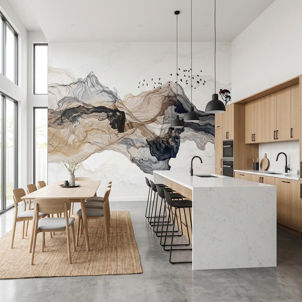 Papier Peint Montagne Aquarelle