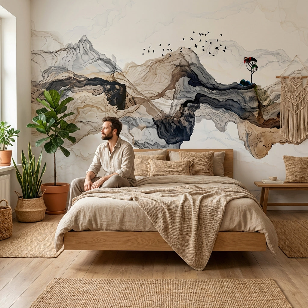 Papier Peint Montagne Aquarelle