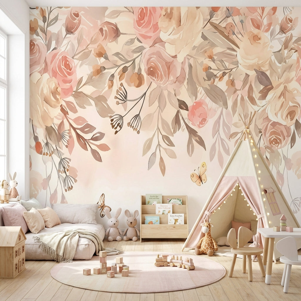 Papier Peint Fleur  Papillons et Fleurs