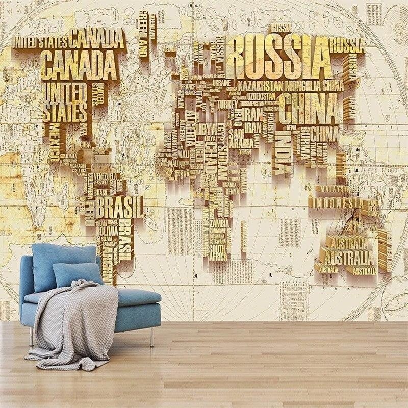 Papier Peint Trompe L’œil Carte du Monde