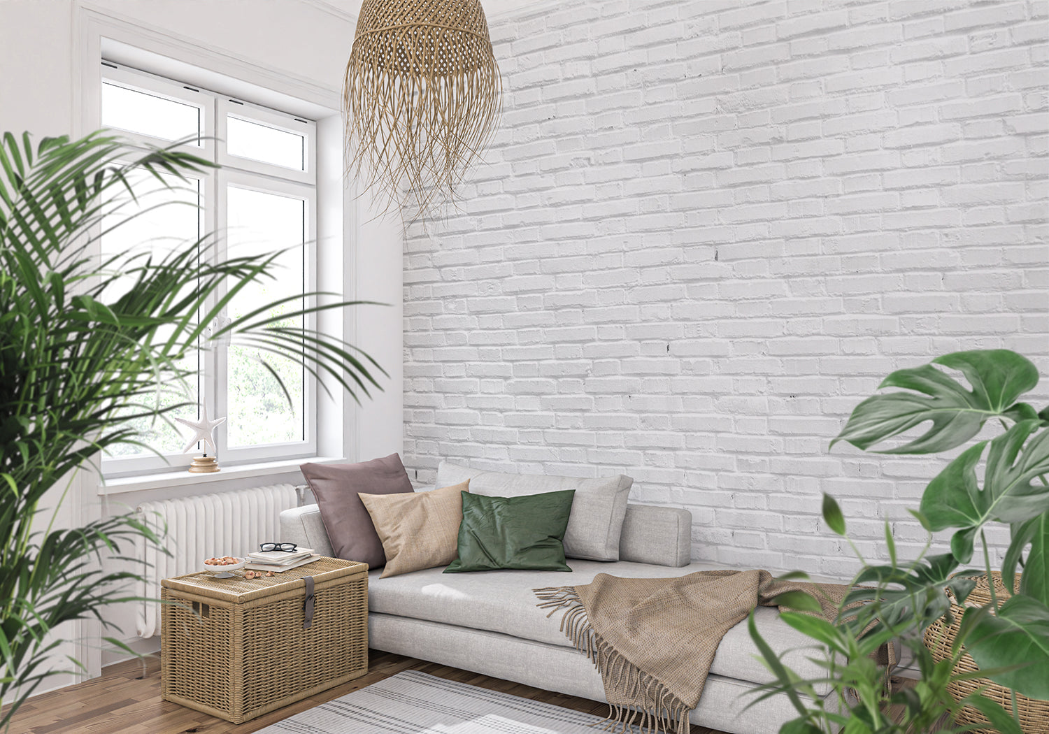 Papier Peint 3D Brique Blanche