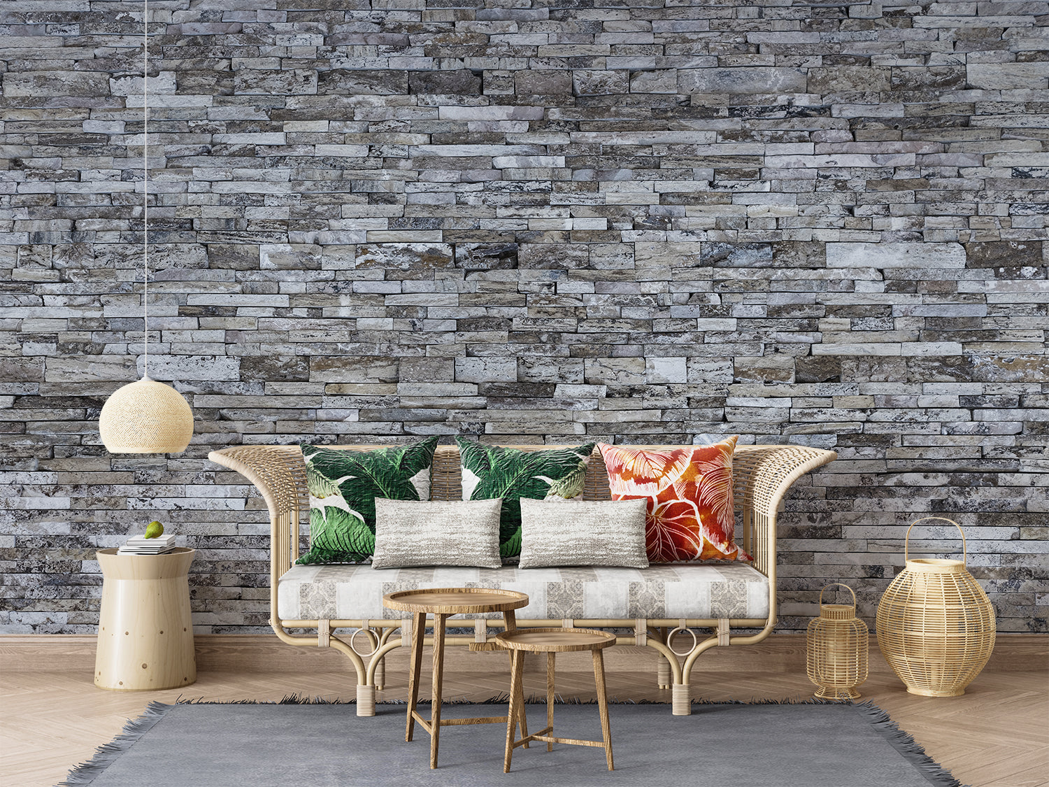 Papier Peint Brique 3D Gris