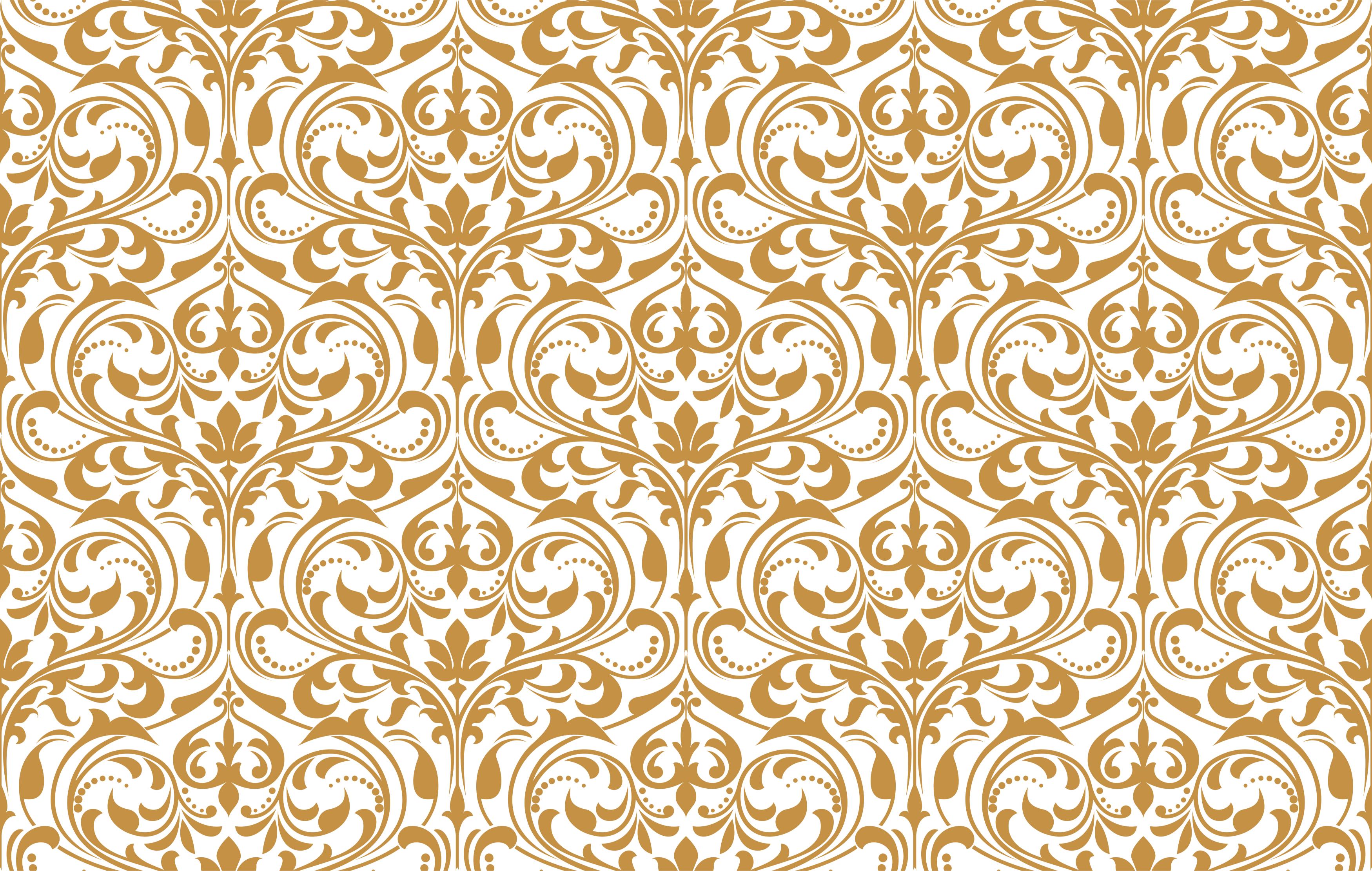 Papier Peint Baroque Blanc Et Doré