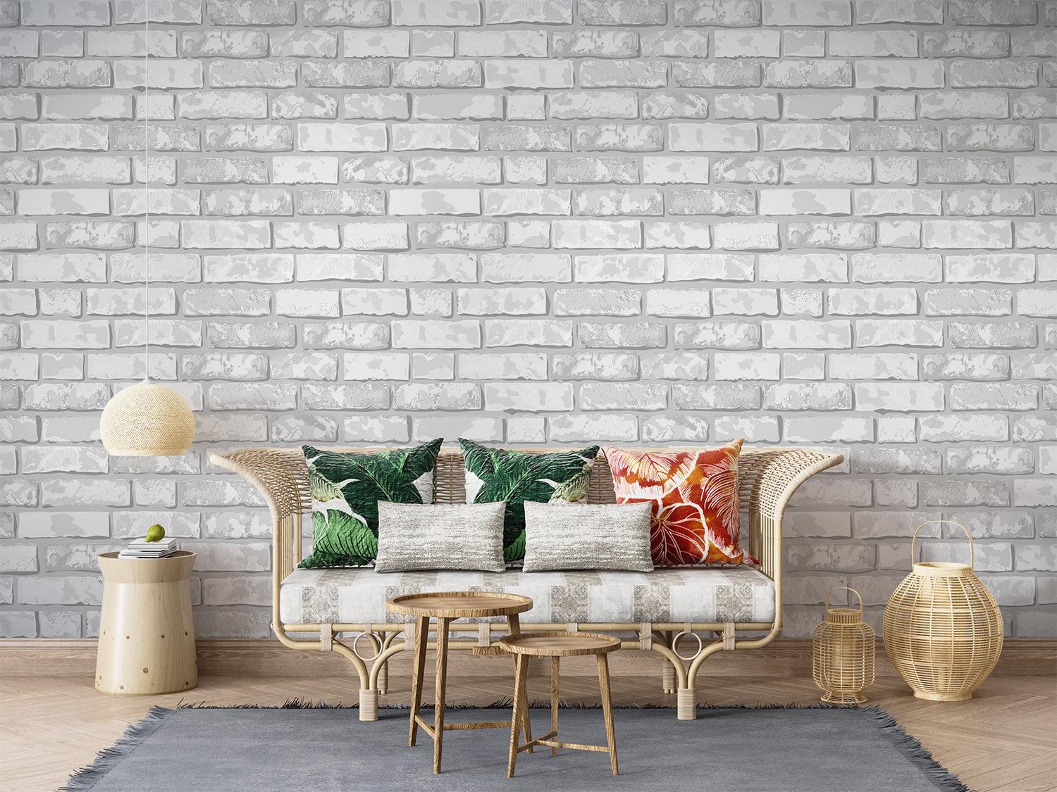 Papier Peint Brique Gris Clair