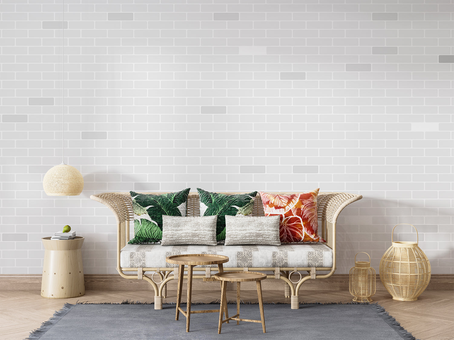 Papier Peint Brique Gris Et Blanc