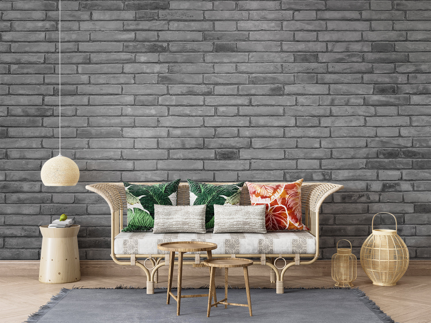 Papier Peint Brique Gris Foncé