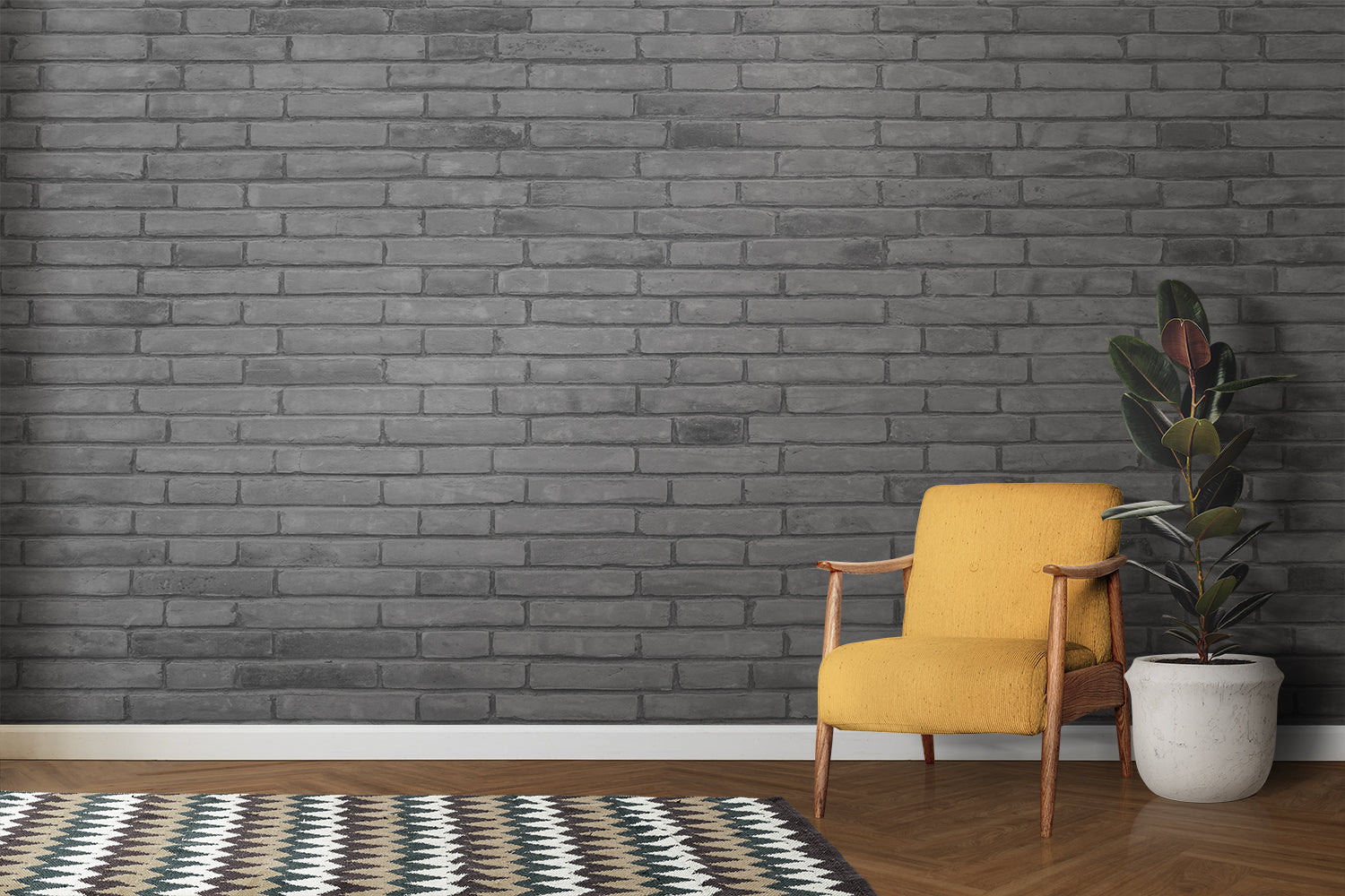 Papier Peint Brique Gris Foncé
