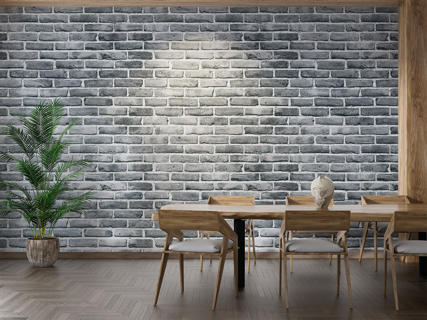 Papier Peint Effet Brique Gris
