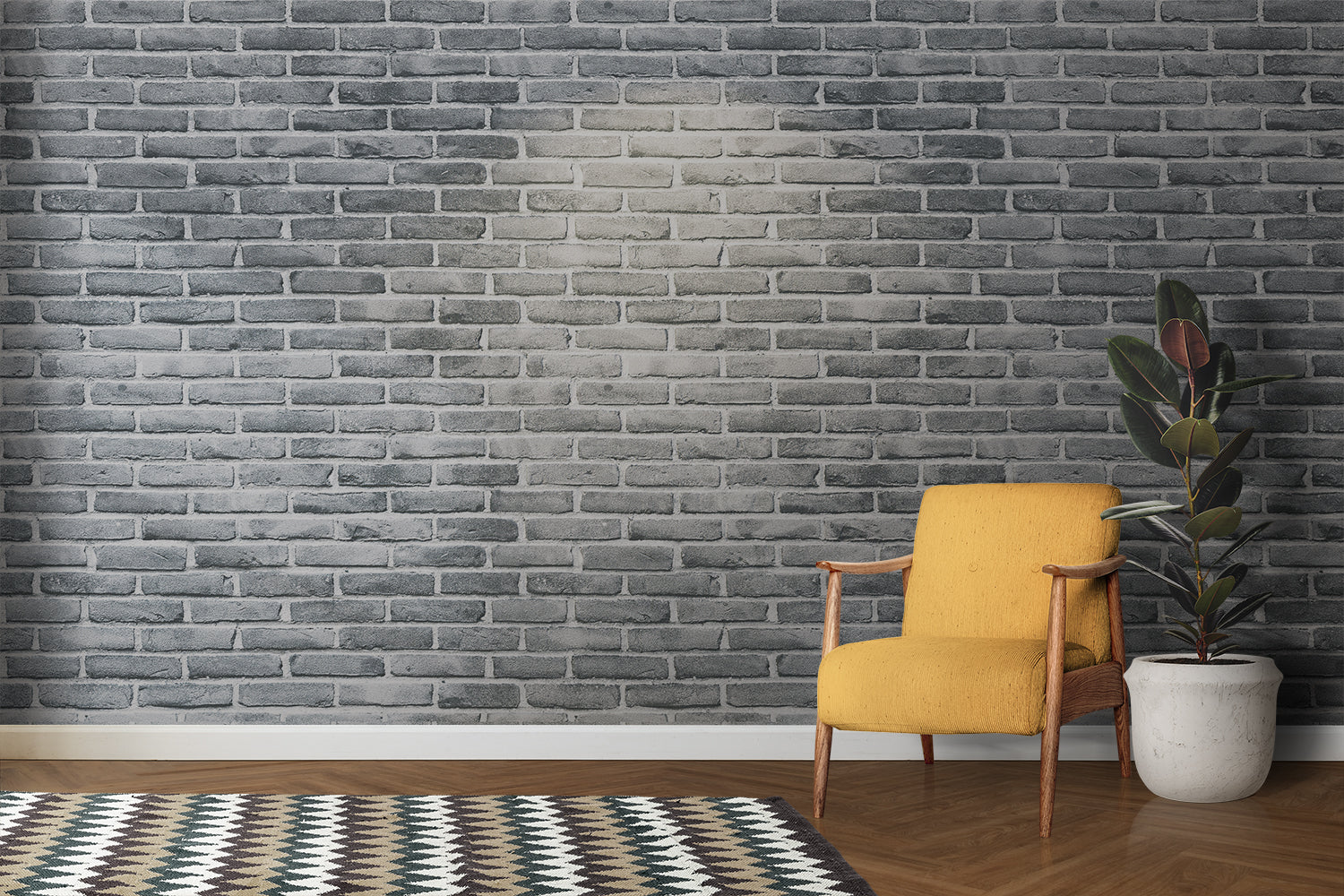 Papier Peint Effet Brique Gris
