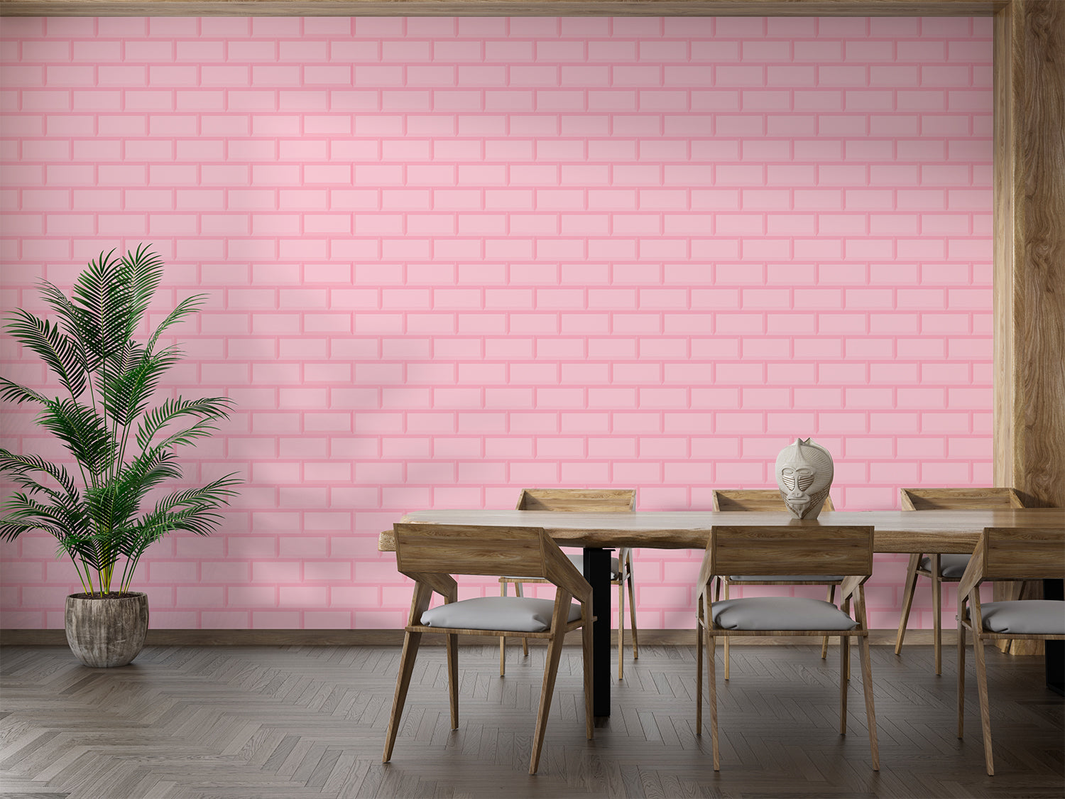Papier Peint Effet Brique Rose