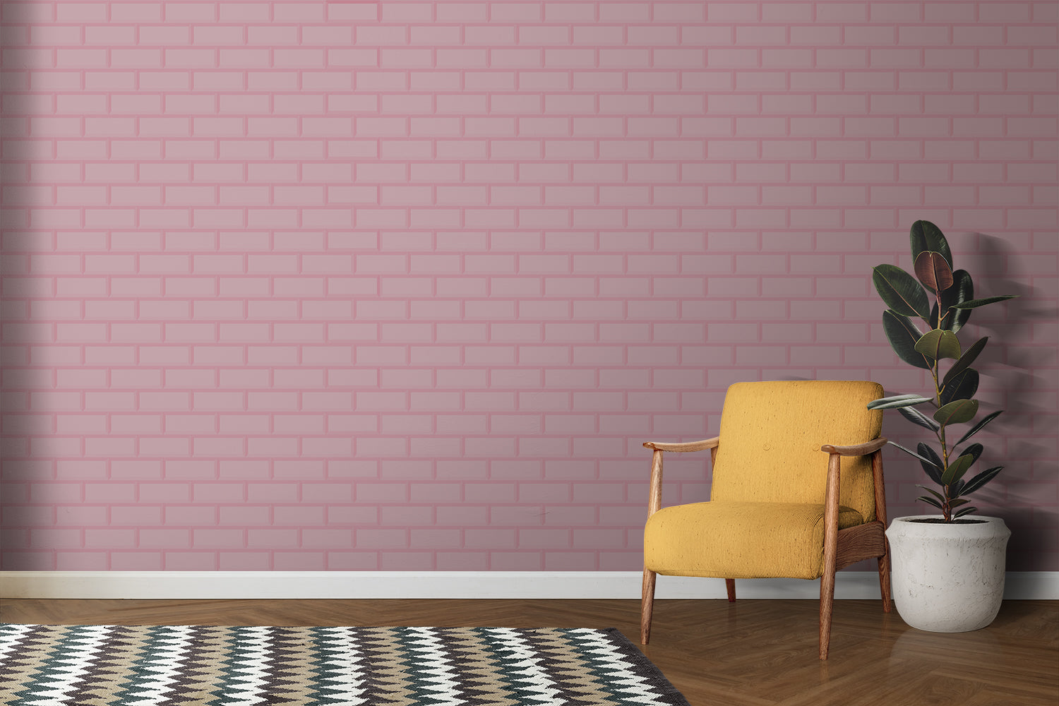 Papier Peint Effet Brique Rose