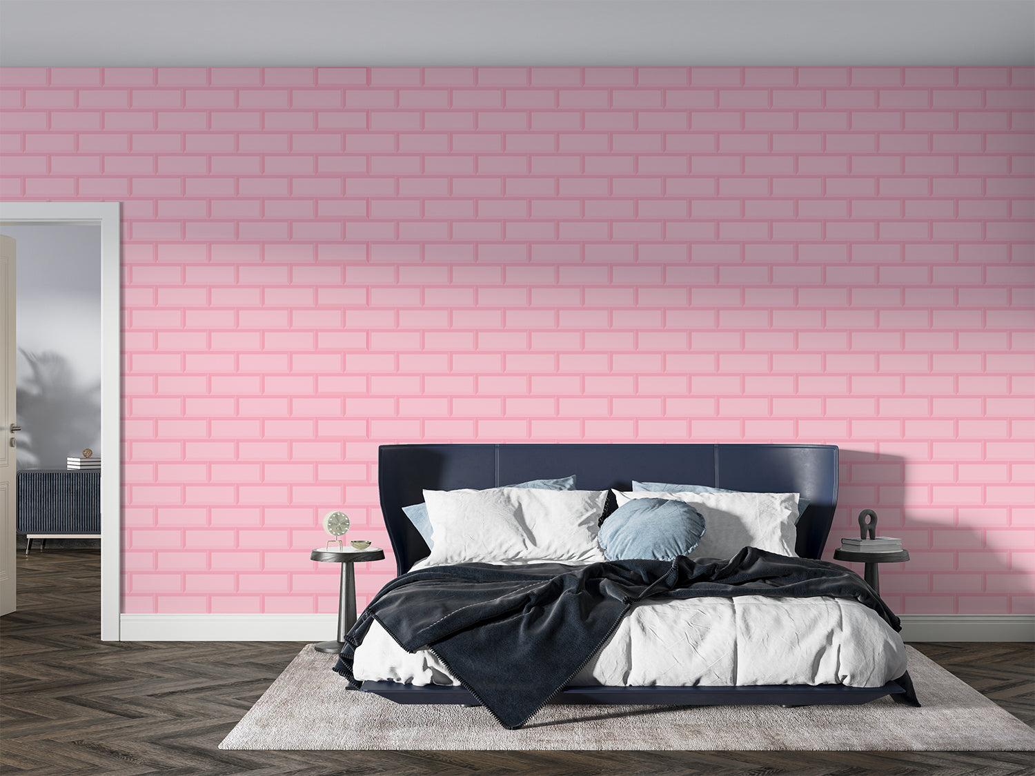Papier Peint Effet Brique Rose