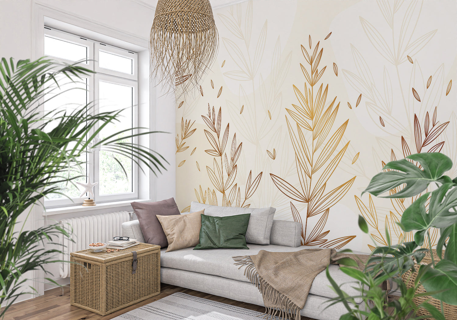 Papier Peint Feuillage Dore