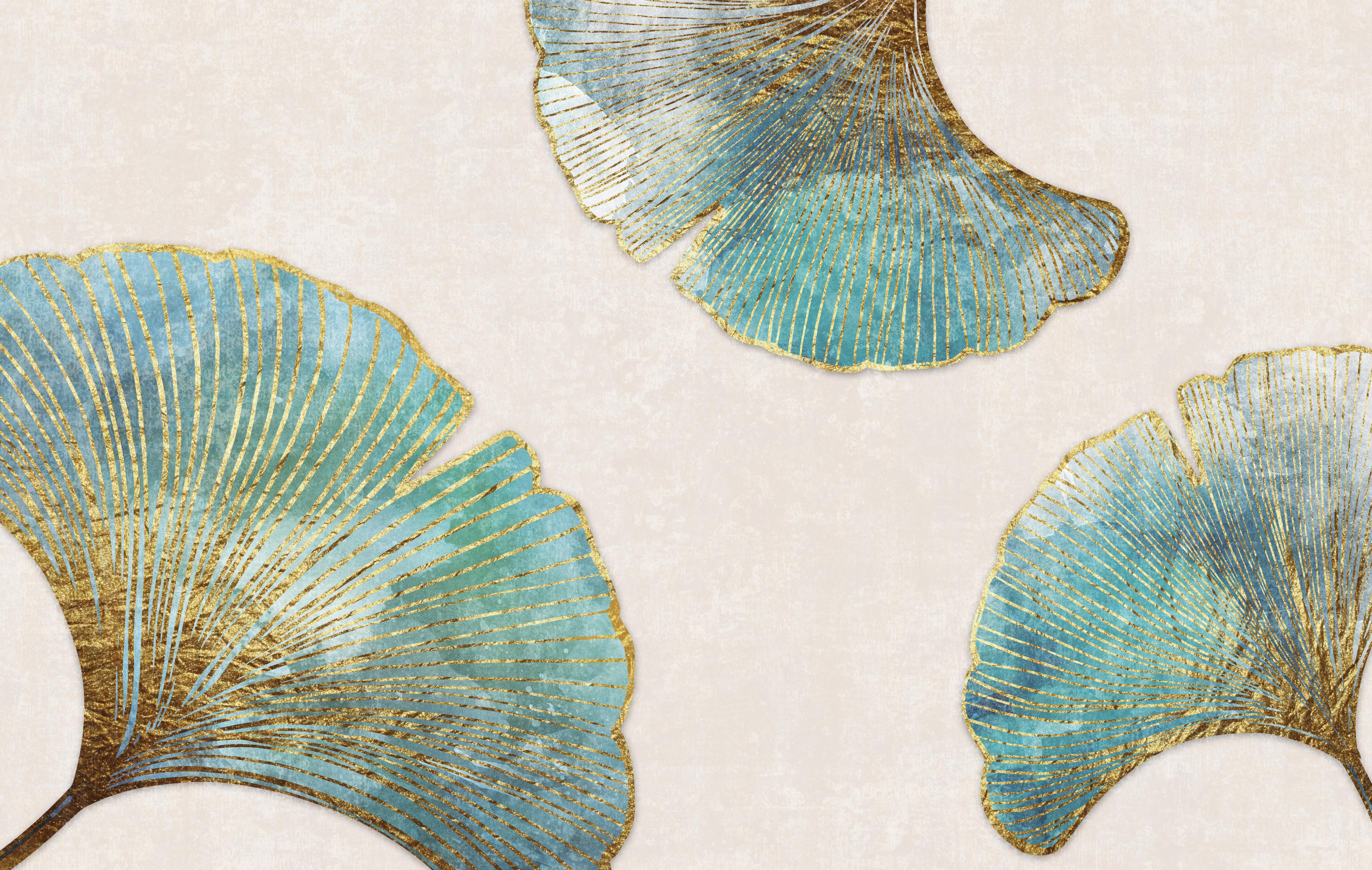Gouden ginkgo wallpaper gouden ontwerp