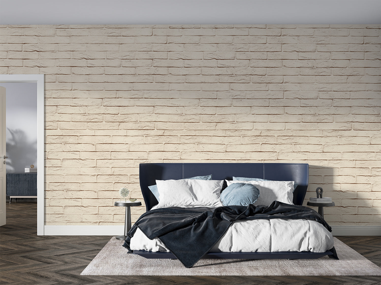 Papier Peint Imitation Brique Beige