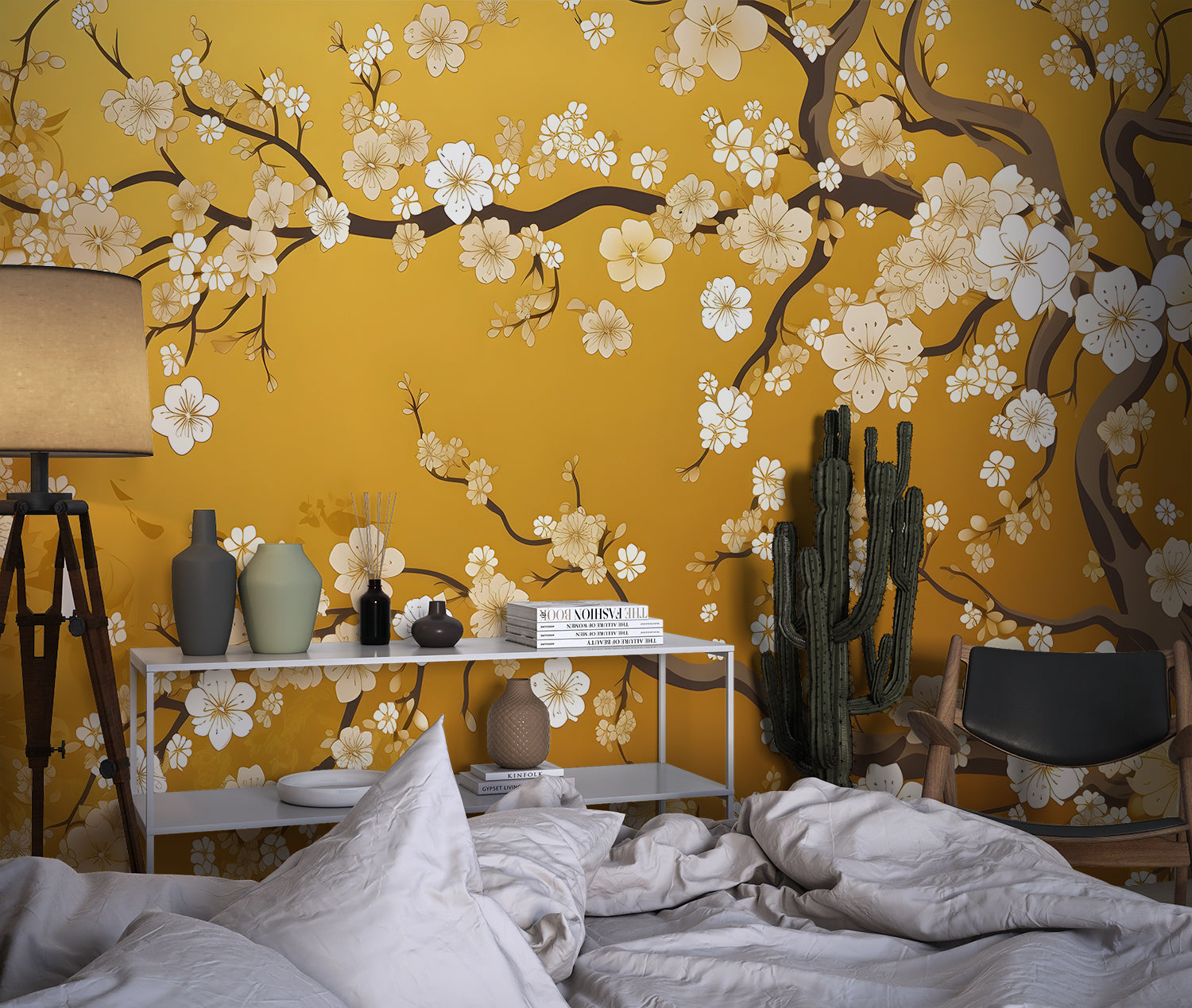 Papier Peint Japonais Jaune