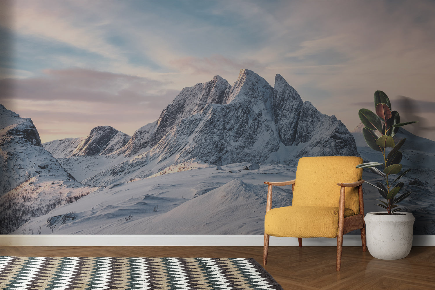 Papier Peint Montagne Enneigée