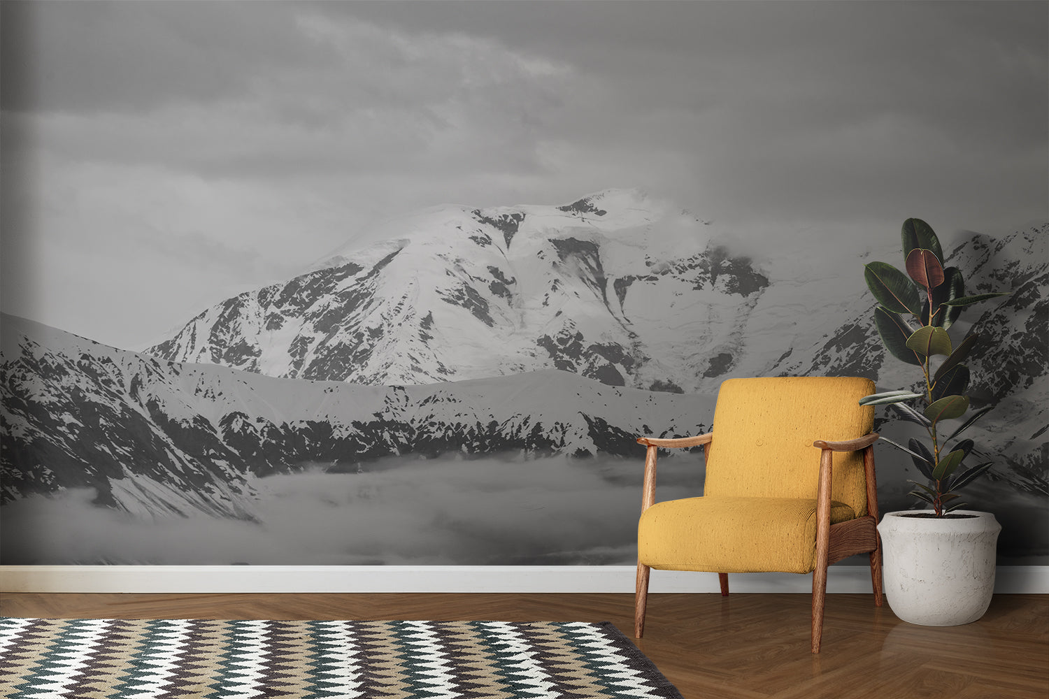 Papier Peint Noir Et Blanc Montagne