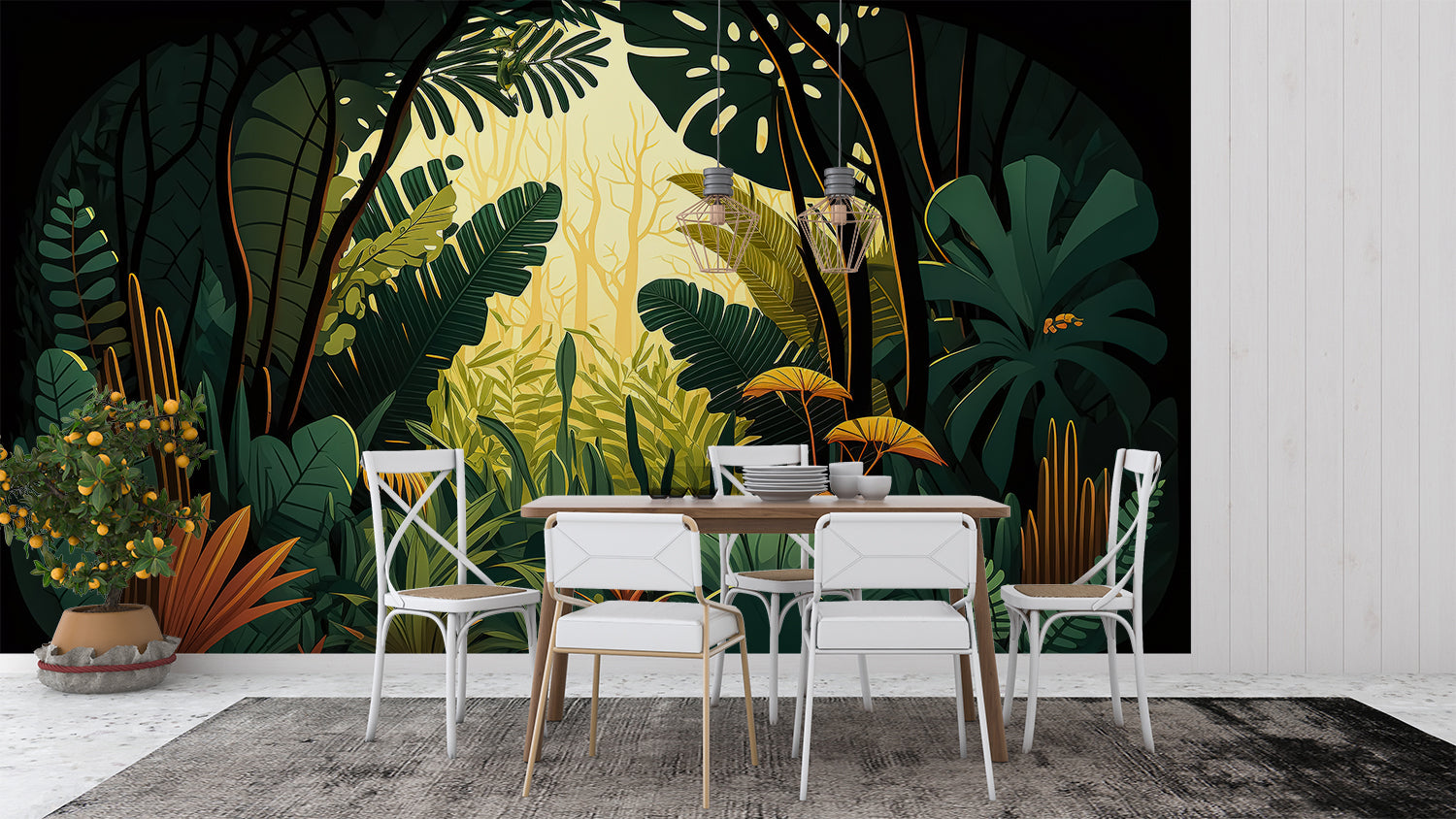 Papier Peint Trompe L’Oeil Foret Tropicale