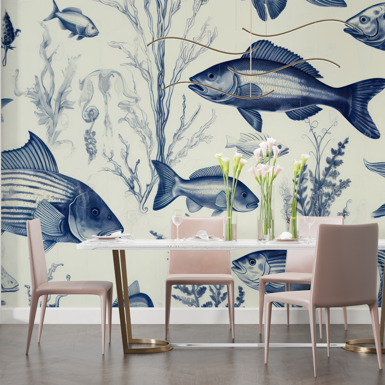 Blaue Fischtapete