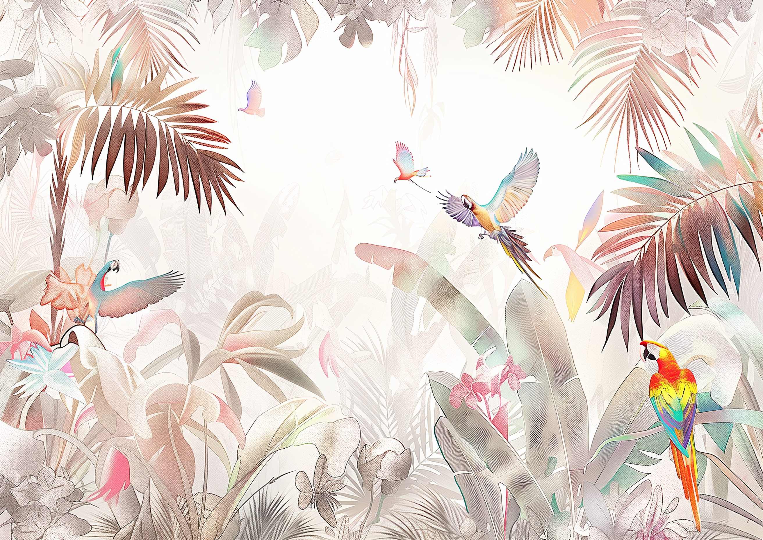 Papier Peint Jungle Rose